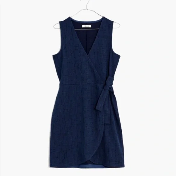 MADEWELL Crosshatch Side-Tie Dress in Deep Indigo - Picture 3 of 13